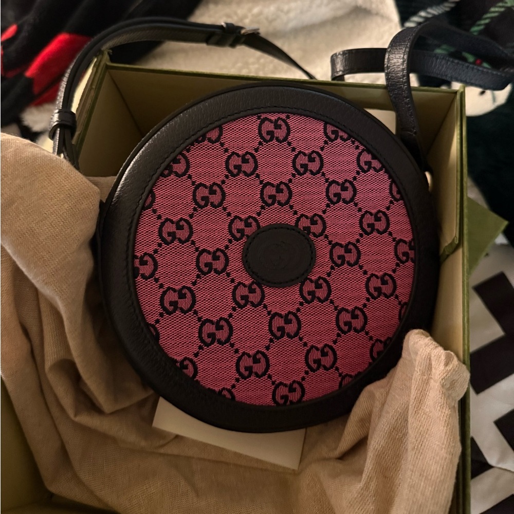 Gucci Pink and Black Logo Crossbody Bag